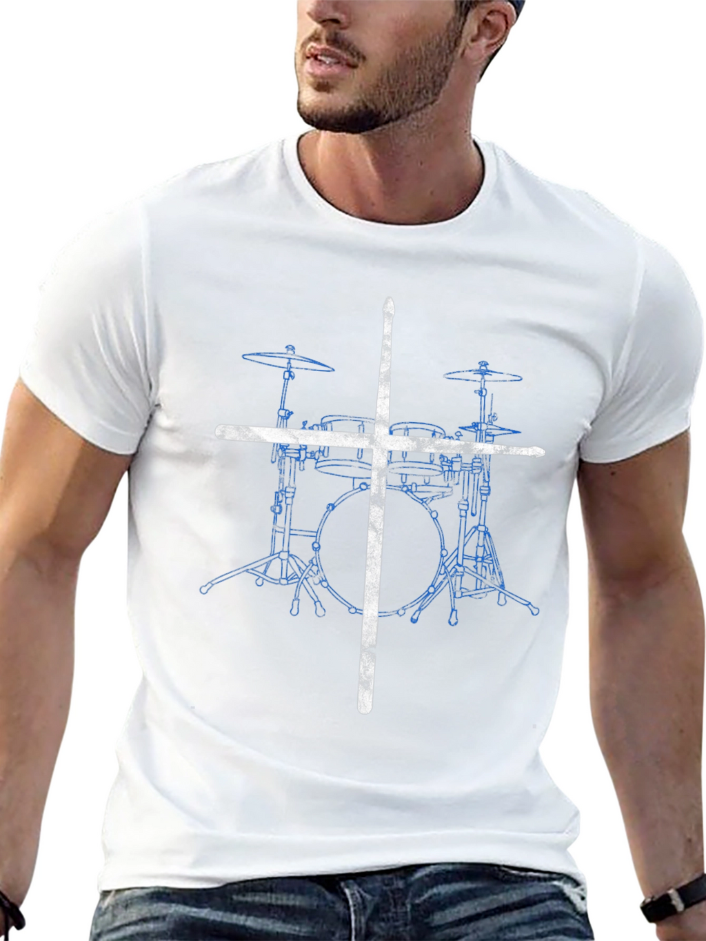Drum Set T-Shirt with Drumsticks