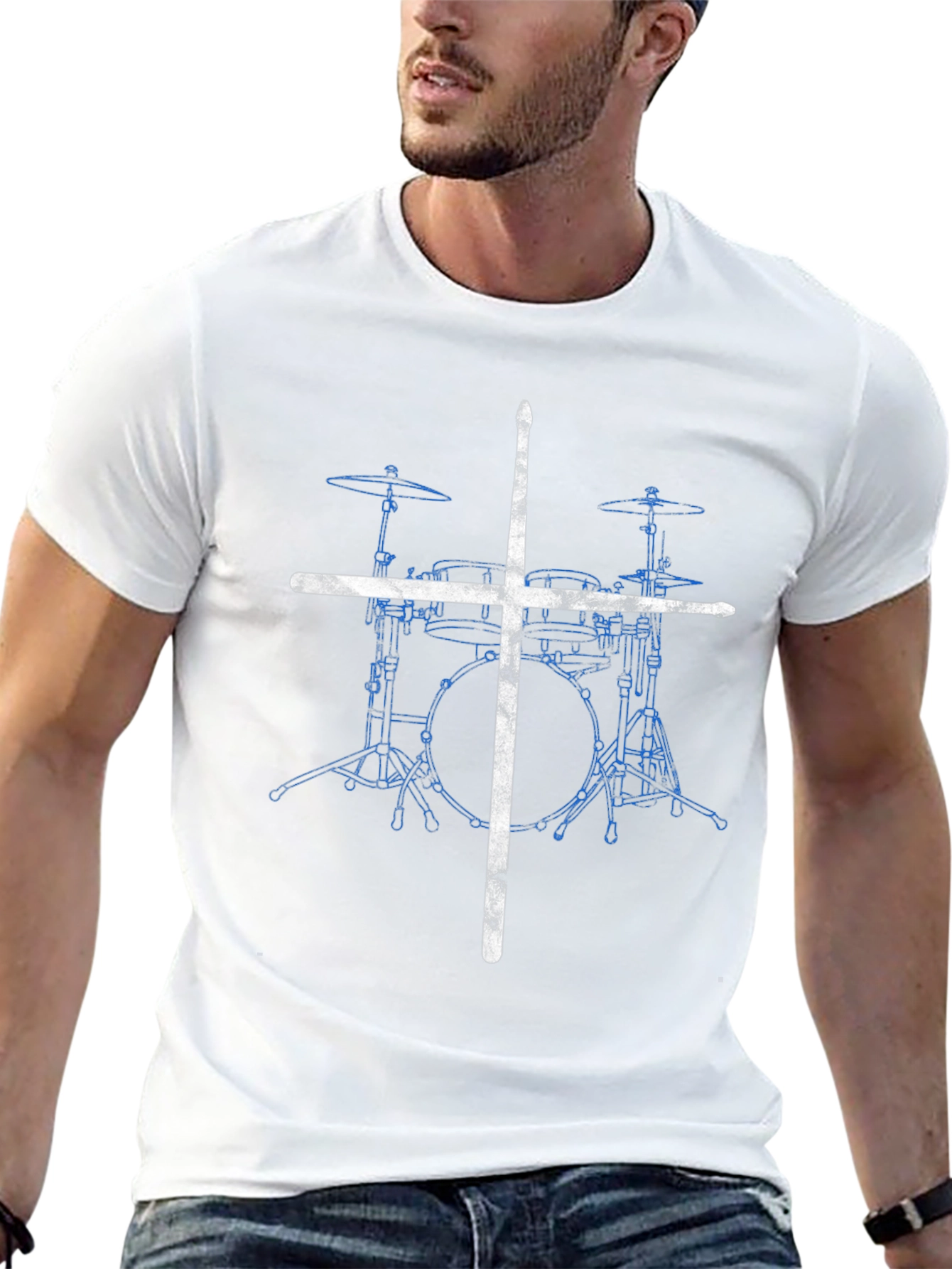 Drum Set T-Shirt with Drumsticks