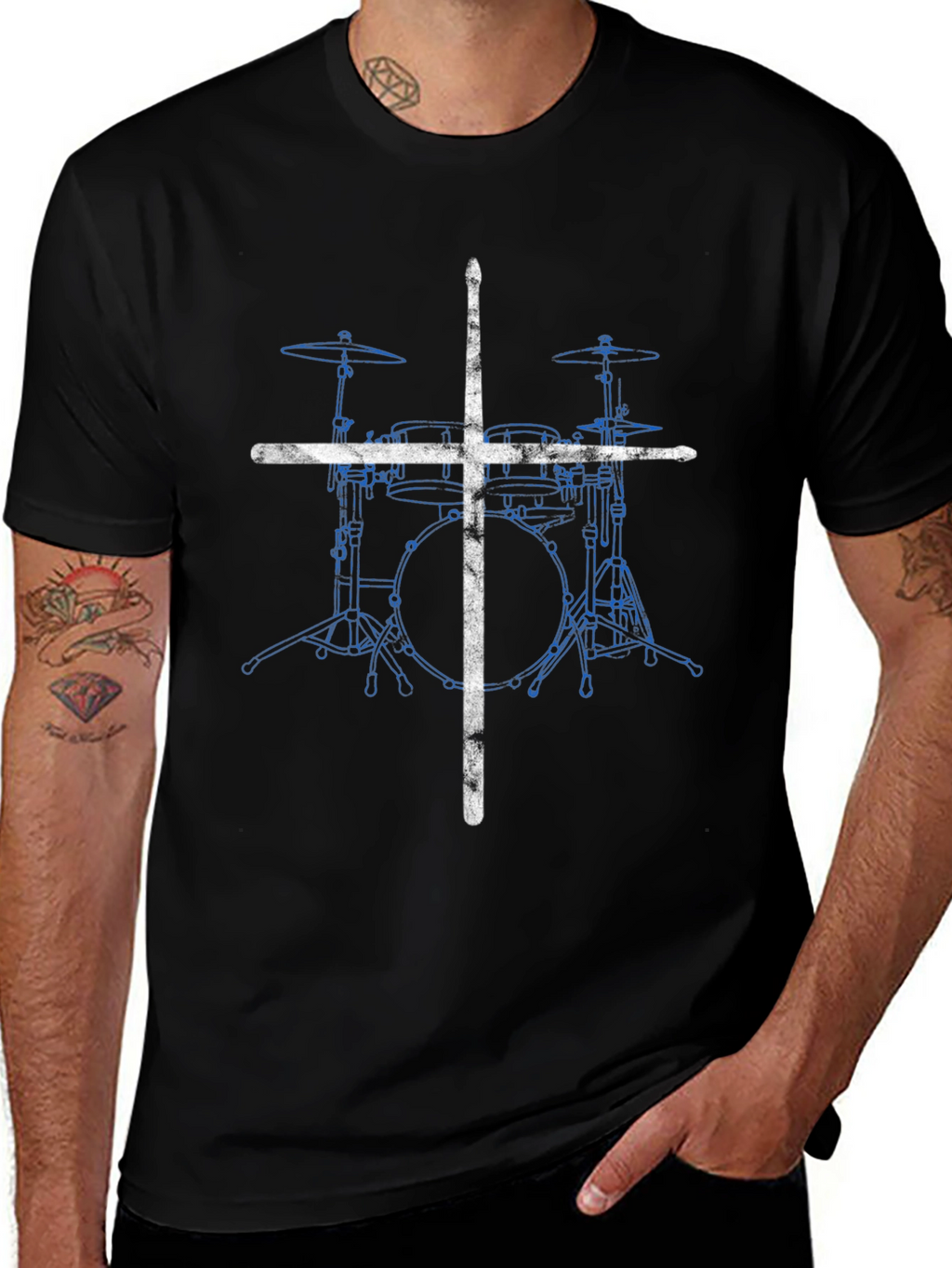 Drum Set T-Shirt with Drumsticks