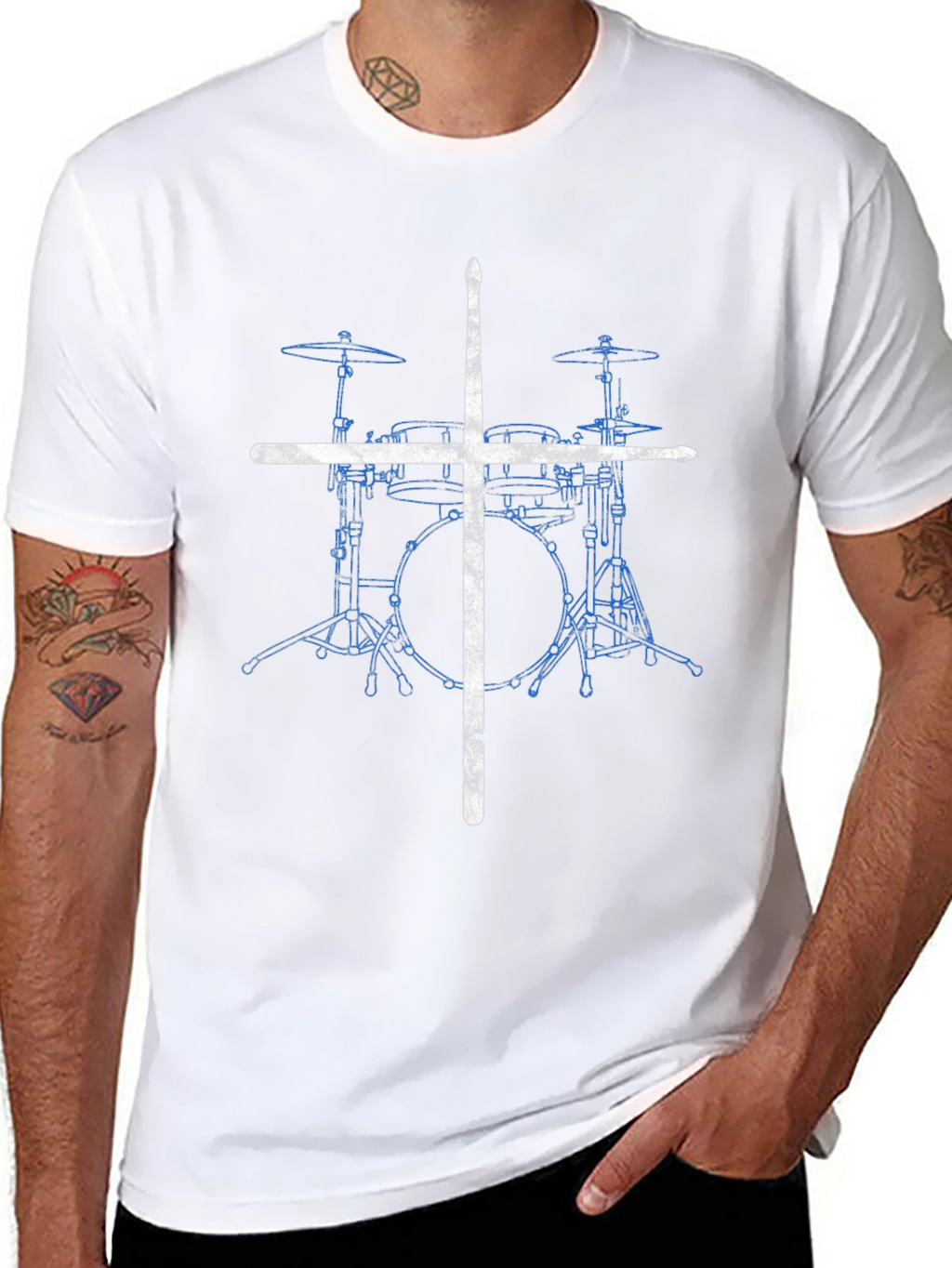 Drum Set T-Shirt with Drumsticks