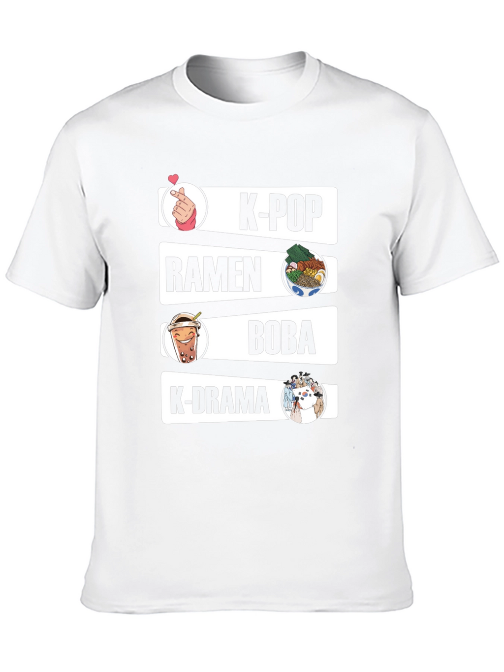 K-Pop Ramen Boba K-Drama Black Graphic Tee