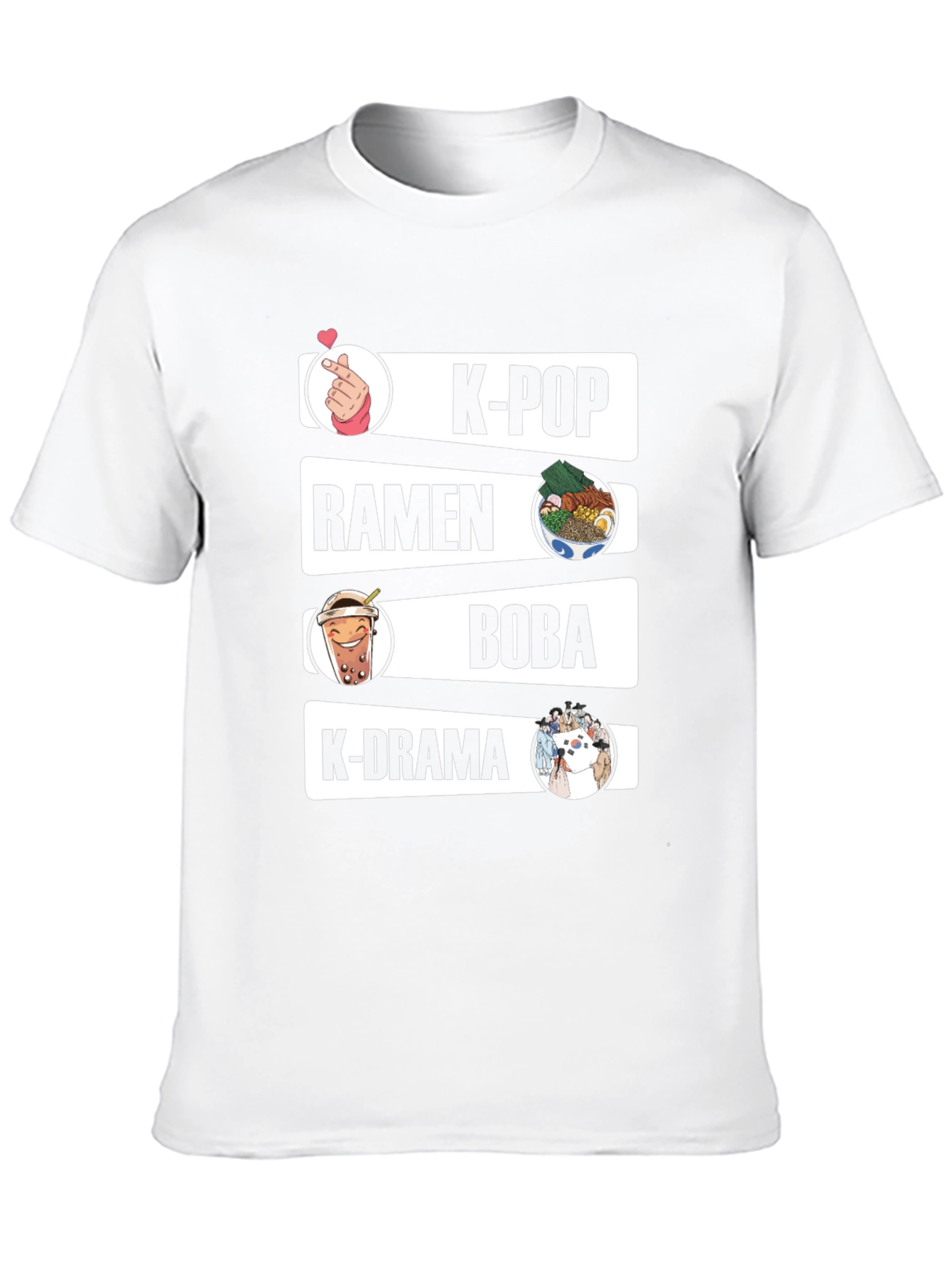 K-Pop Ramen Boba K-Drama Black Graphic Tee