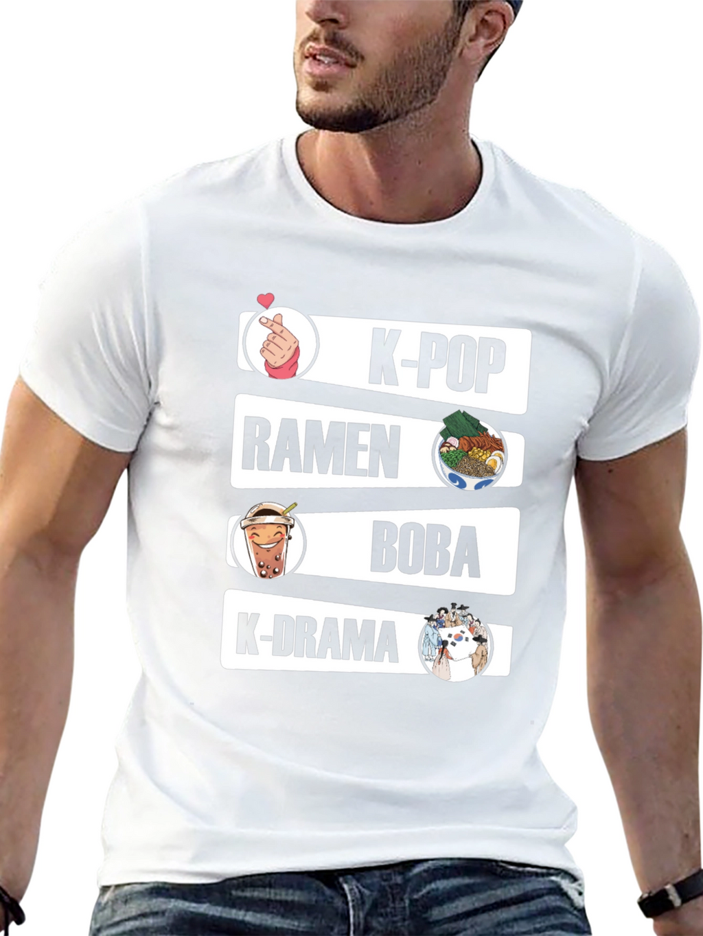 K-Pop Ramen Boba K-Drama Black Graphic Tee