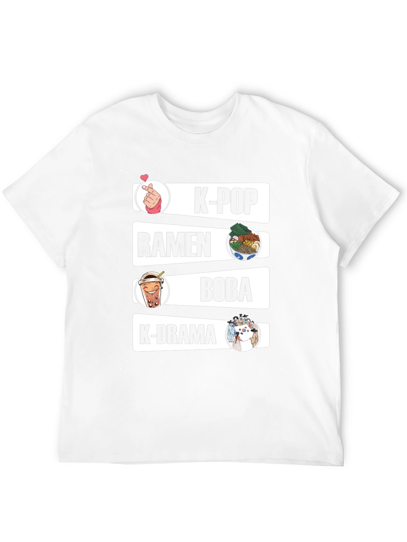 K-Pop Ramen Boba K-Drama Black Graphic Tee
