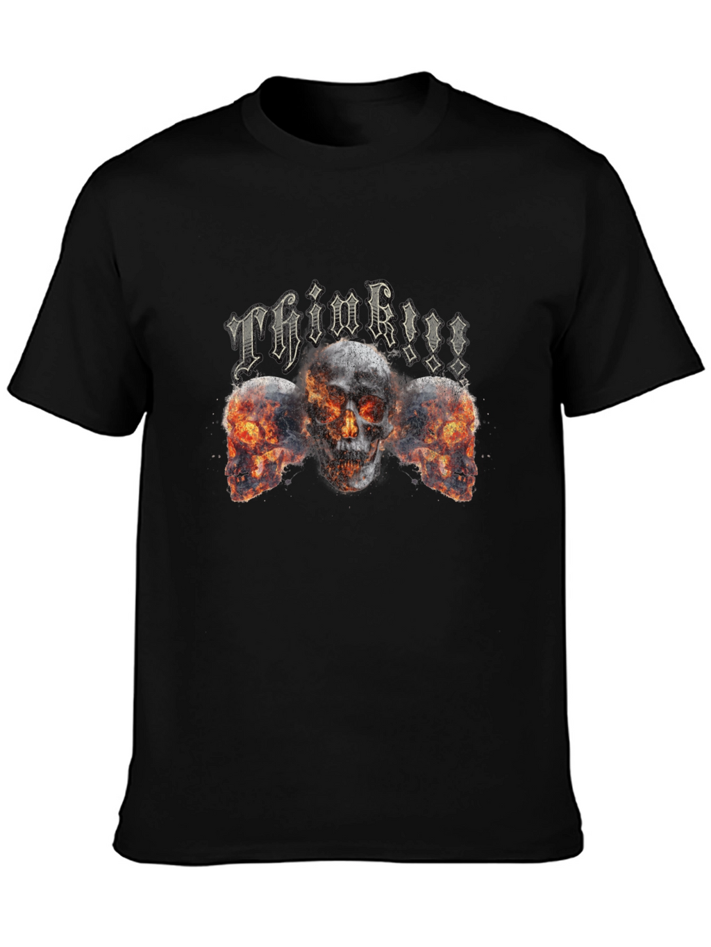 Think!!! Skull Graphic Tee - Black Cotton Blend