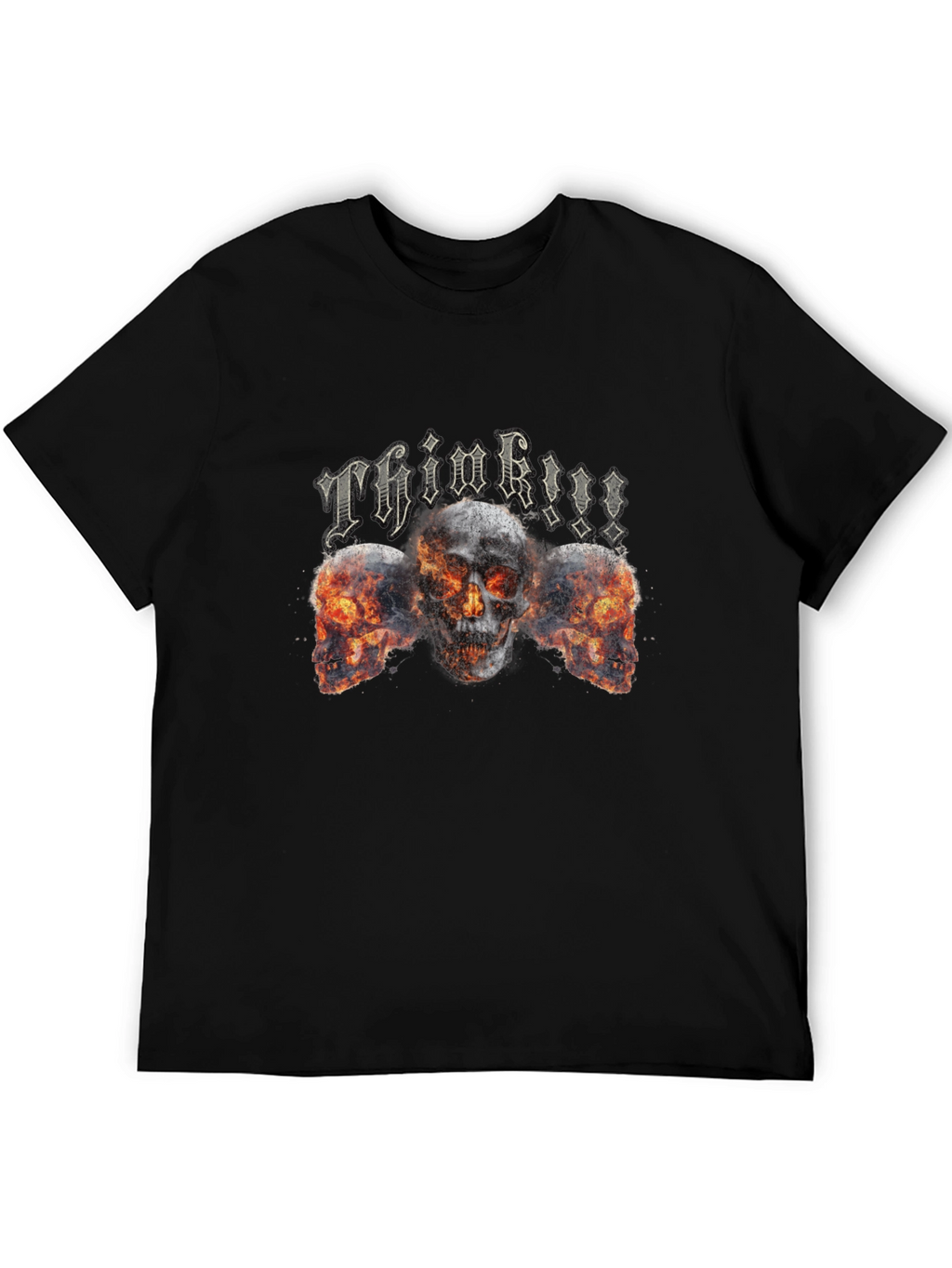 Think!!! Skull Graphic Tee - Black Cotton Blend