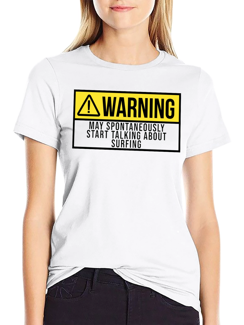 Warning Surfing Graphic Tee - Black