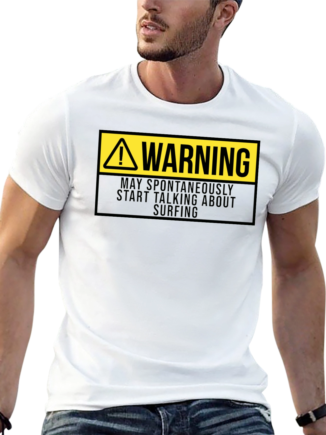 Warning Surfing Graphic Tee - Black