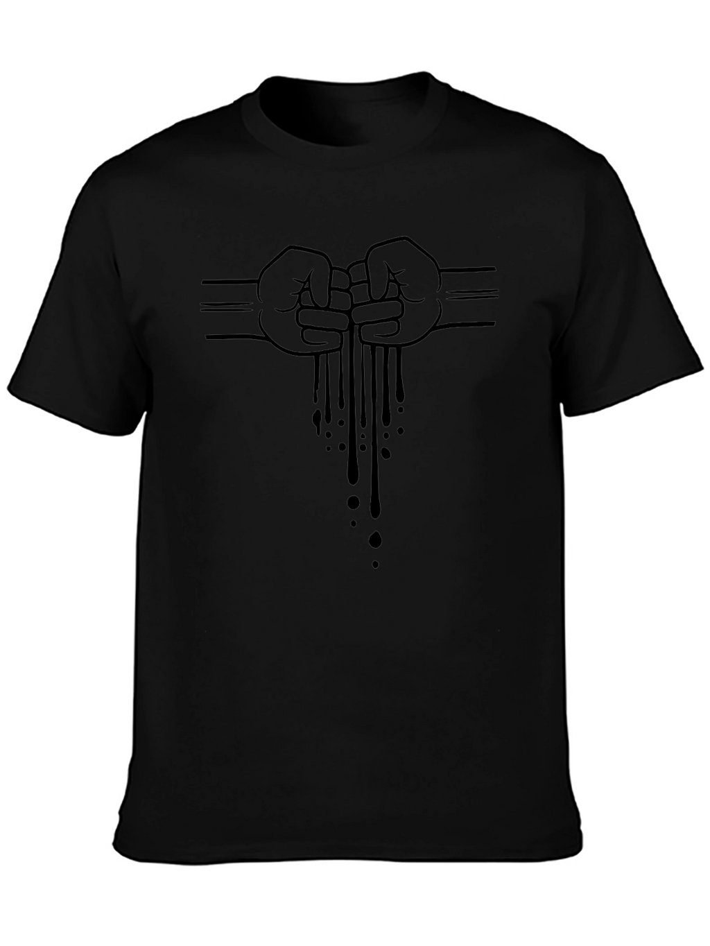 Mens Black Graphic Tee - Fist Bump Drip Design