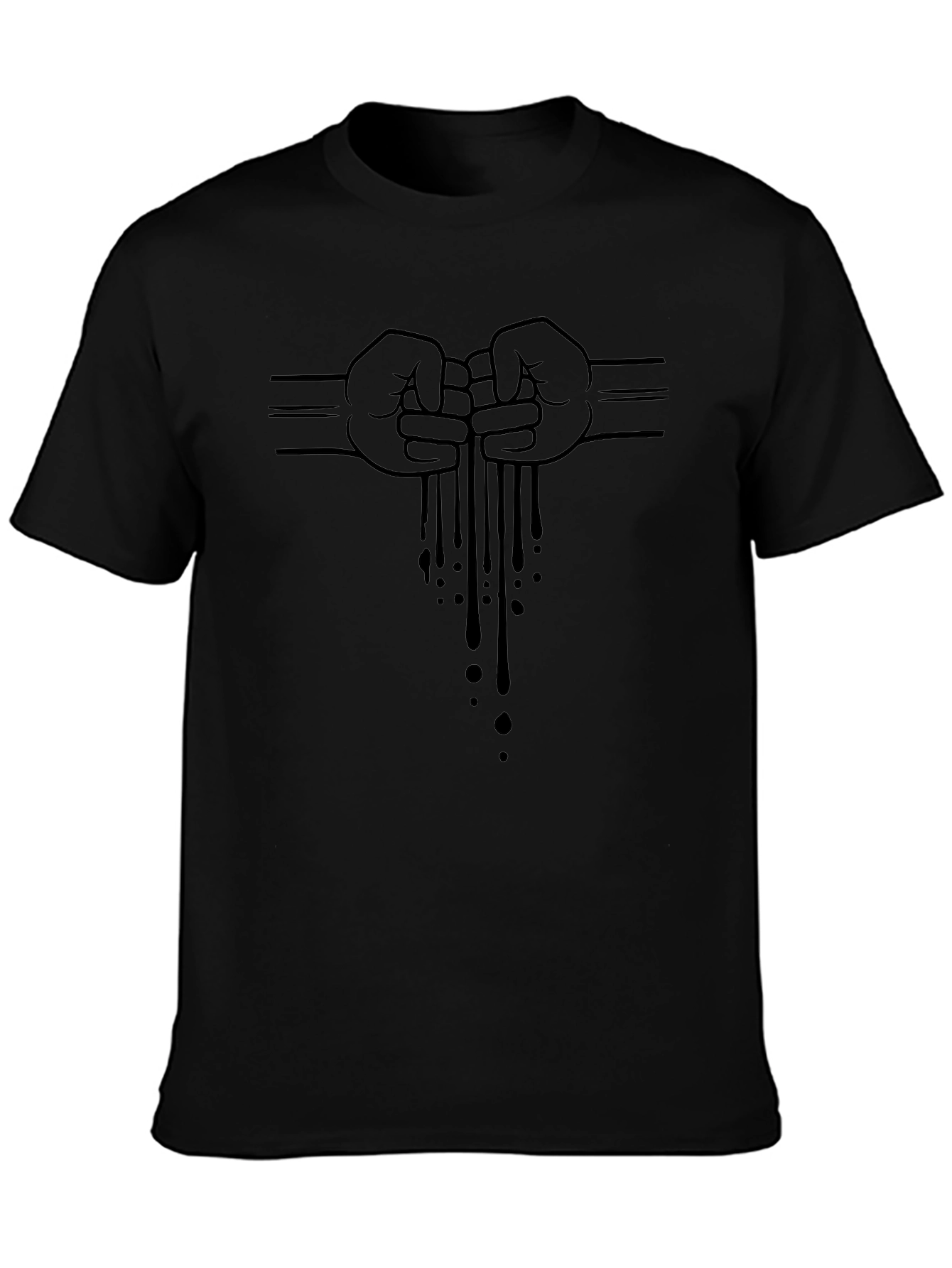 Mens Black Graphic Tee - Fist Bump Drip Design