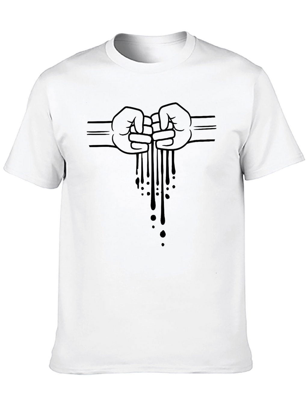 Mens Black Graphic Tee - Fist Bump Drip Design