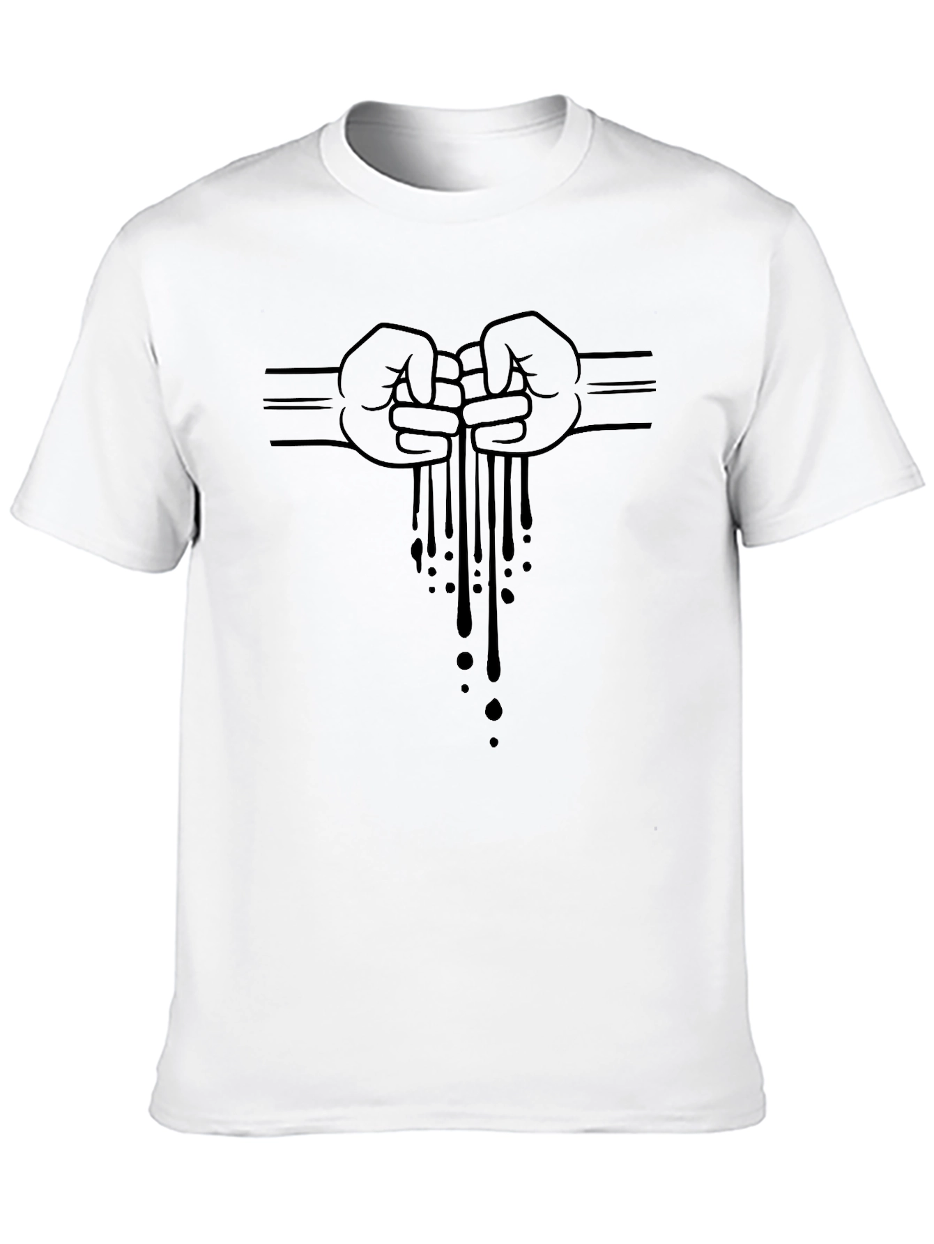 Mens Black Graphic Tee - Fist Bump Drip Design