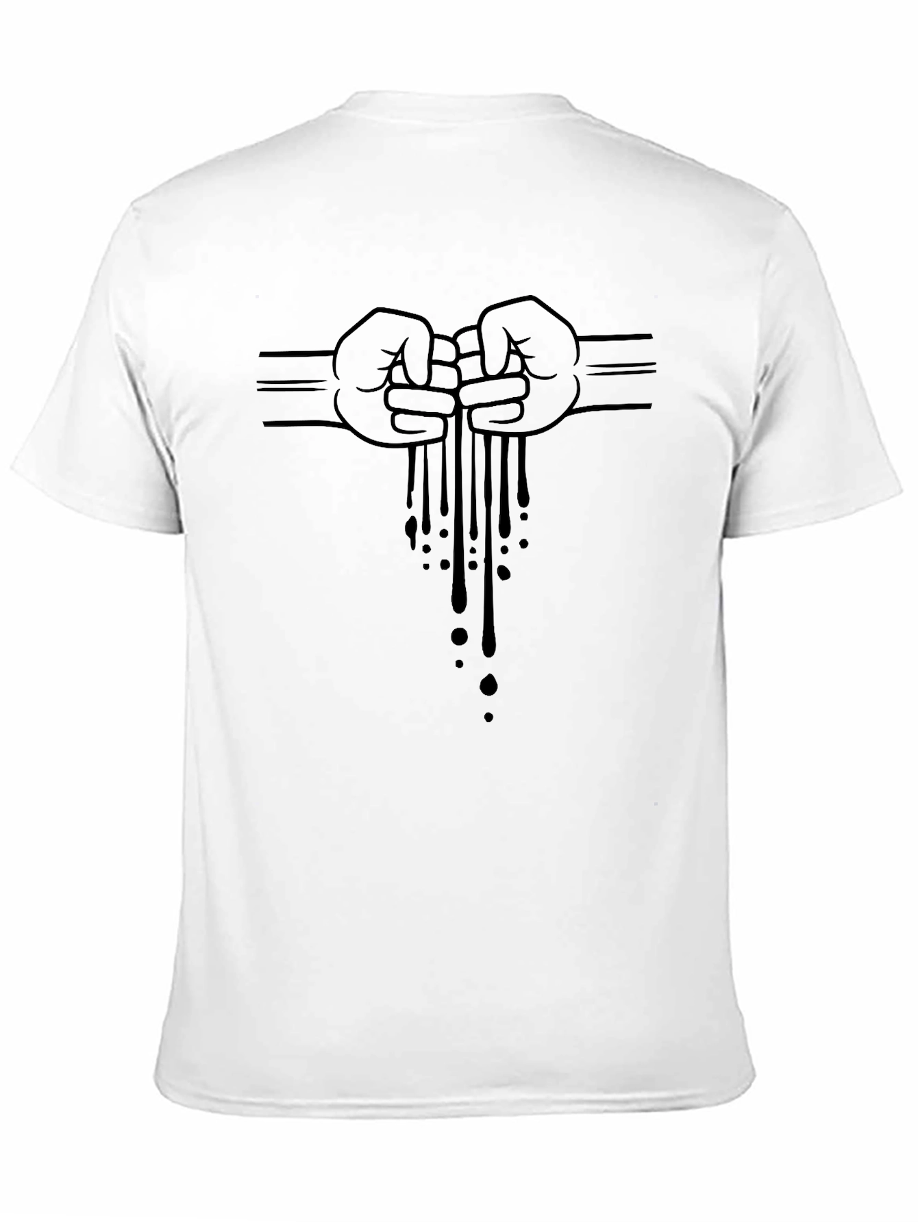Mens Black Graphic Tee - Fist Bump Drip Design