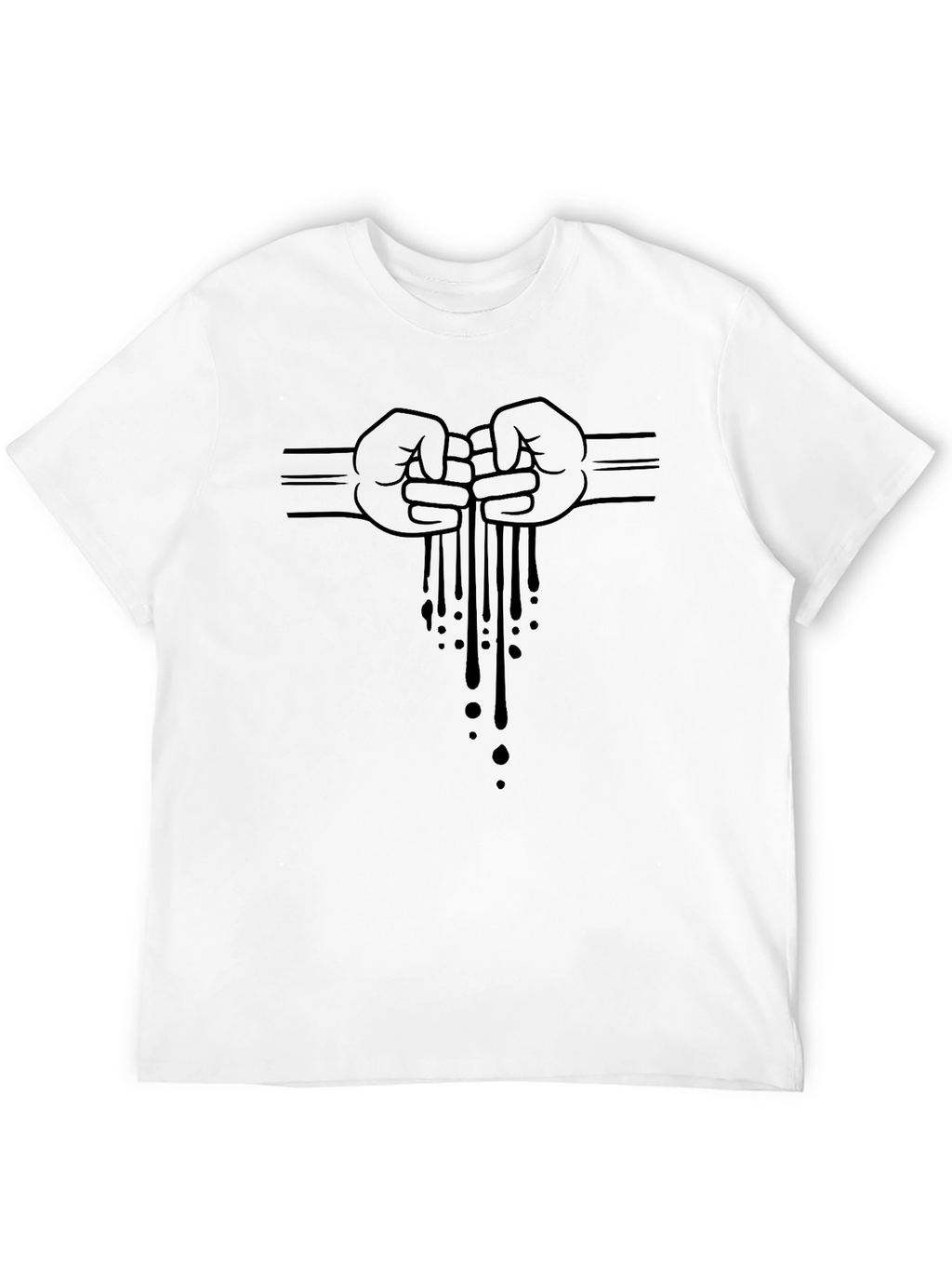 Mens Black Graphic Tee - Fist Bump Drip Design