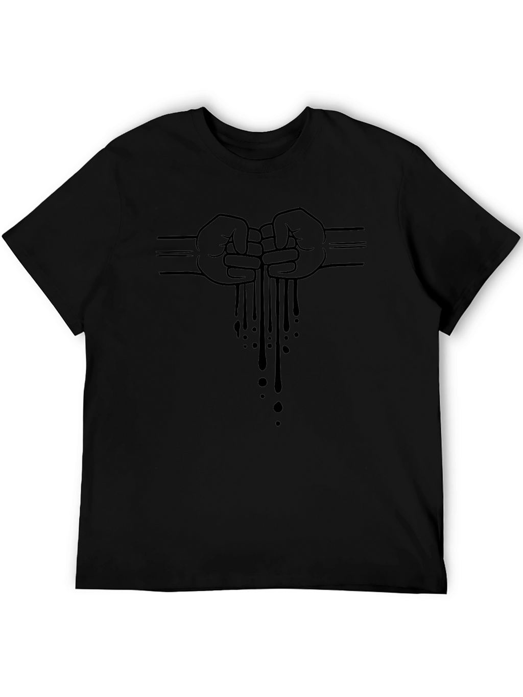 Mens Black Graphic Tee - Fist Bump Drip Design