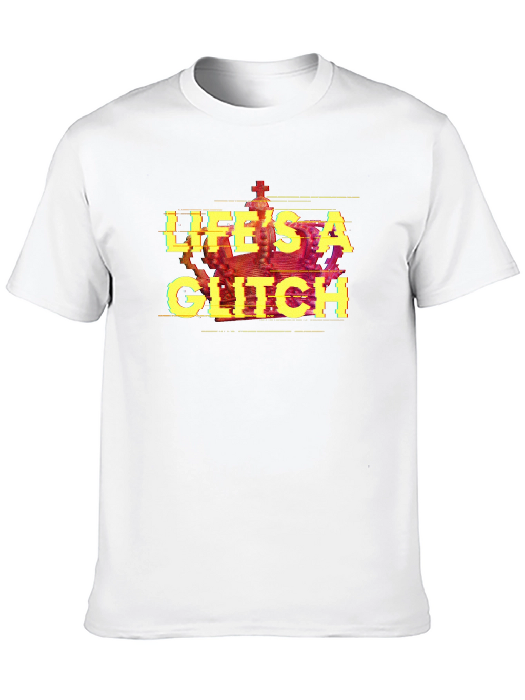 Lifes A Glitch T-Shirt - Black Tee with Crown