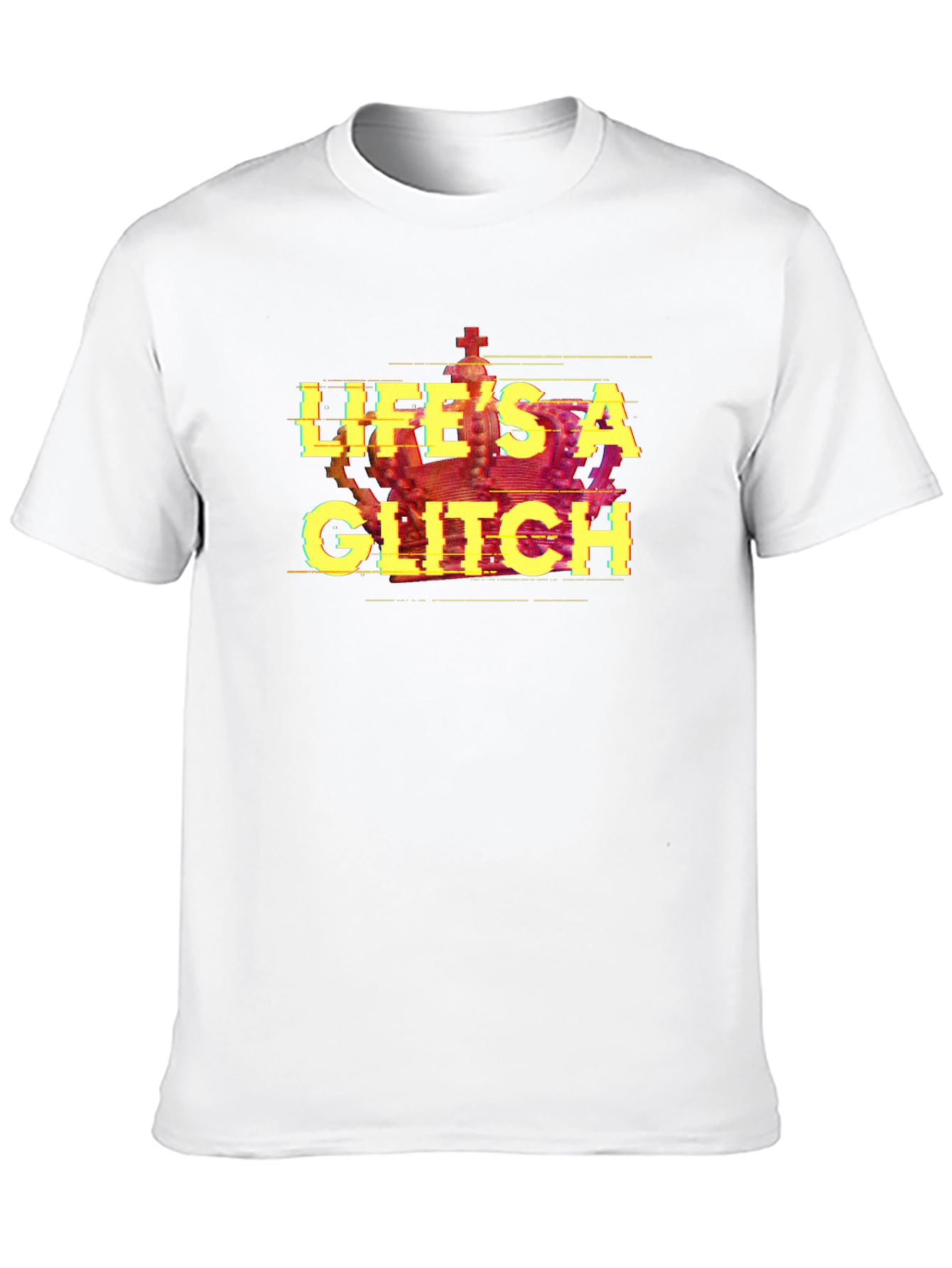Lifes A Glitch T-Shirt - Black Tee with Crown