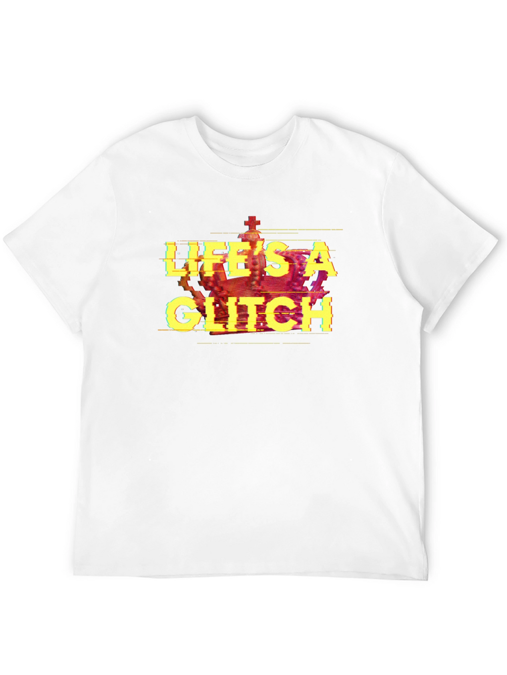 Lifes A Glitch T-Shirt - Black Tee with Crown