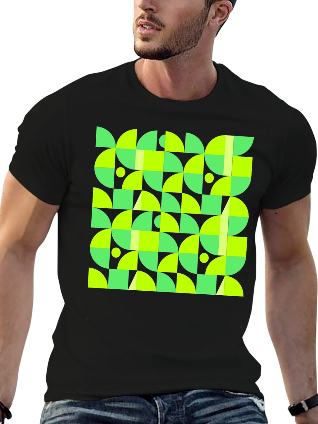 Geometric Pattern Black T-Shirt