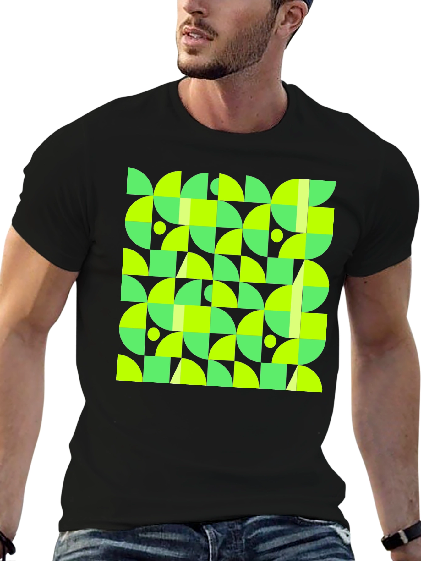 Geometric Pattern Black T-Shirt