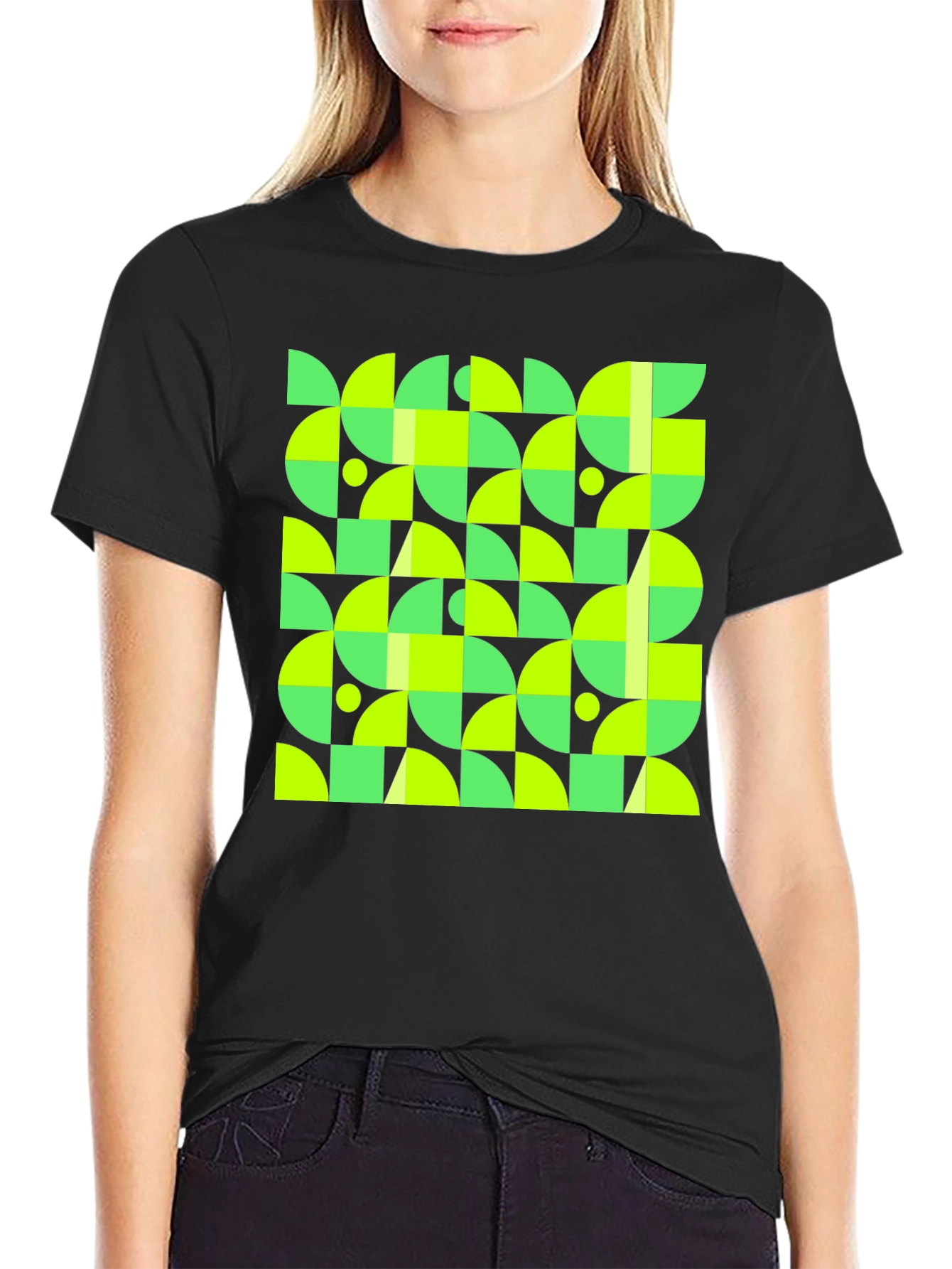 Geometric Pattern Black T-Shirt