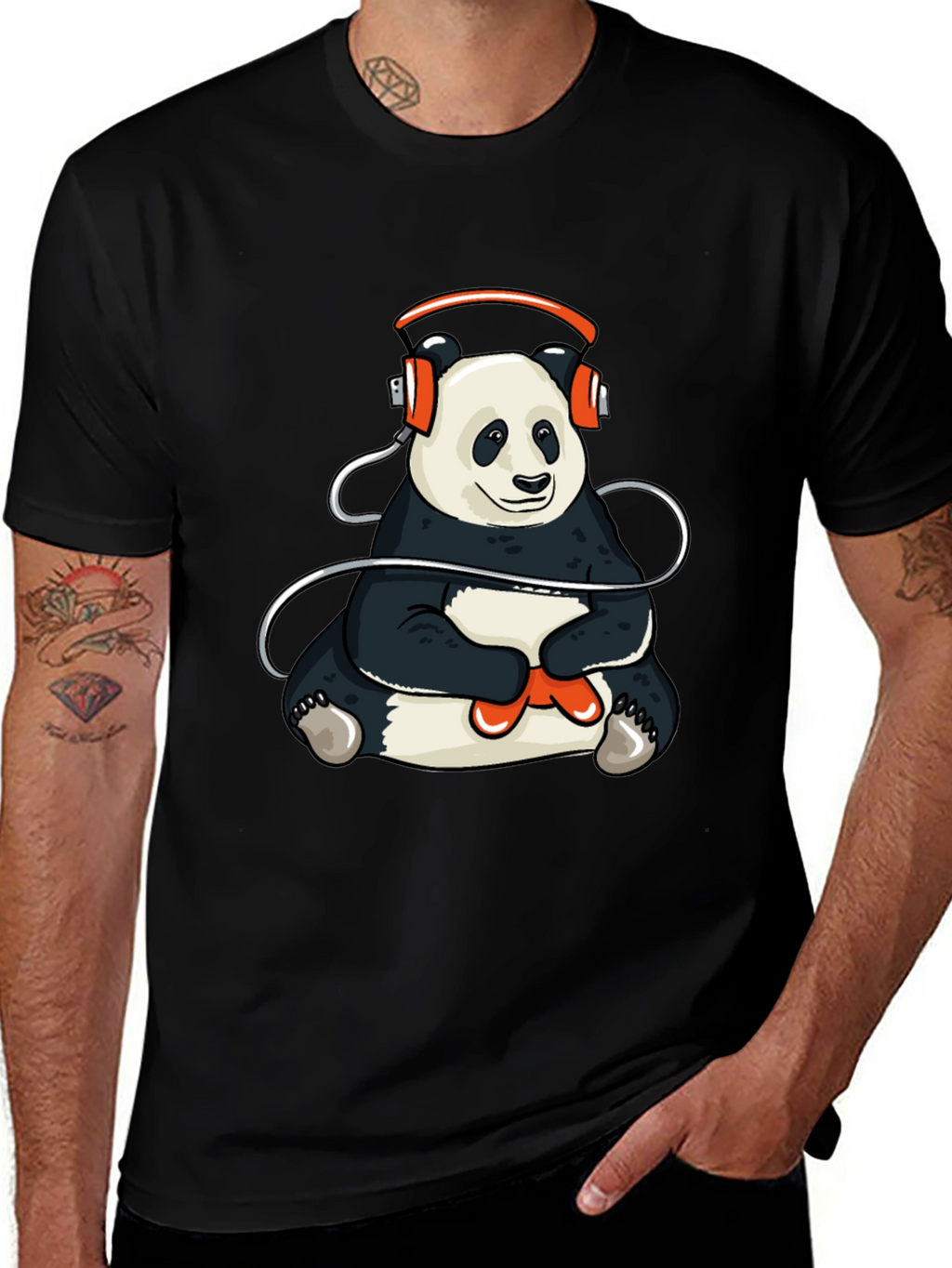 Panda Gamer T-Shirt - Black Graphic Tee