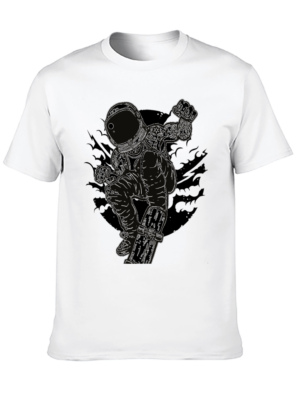 Astronaut Skateboarder Graphic Tee - Black