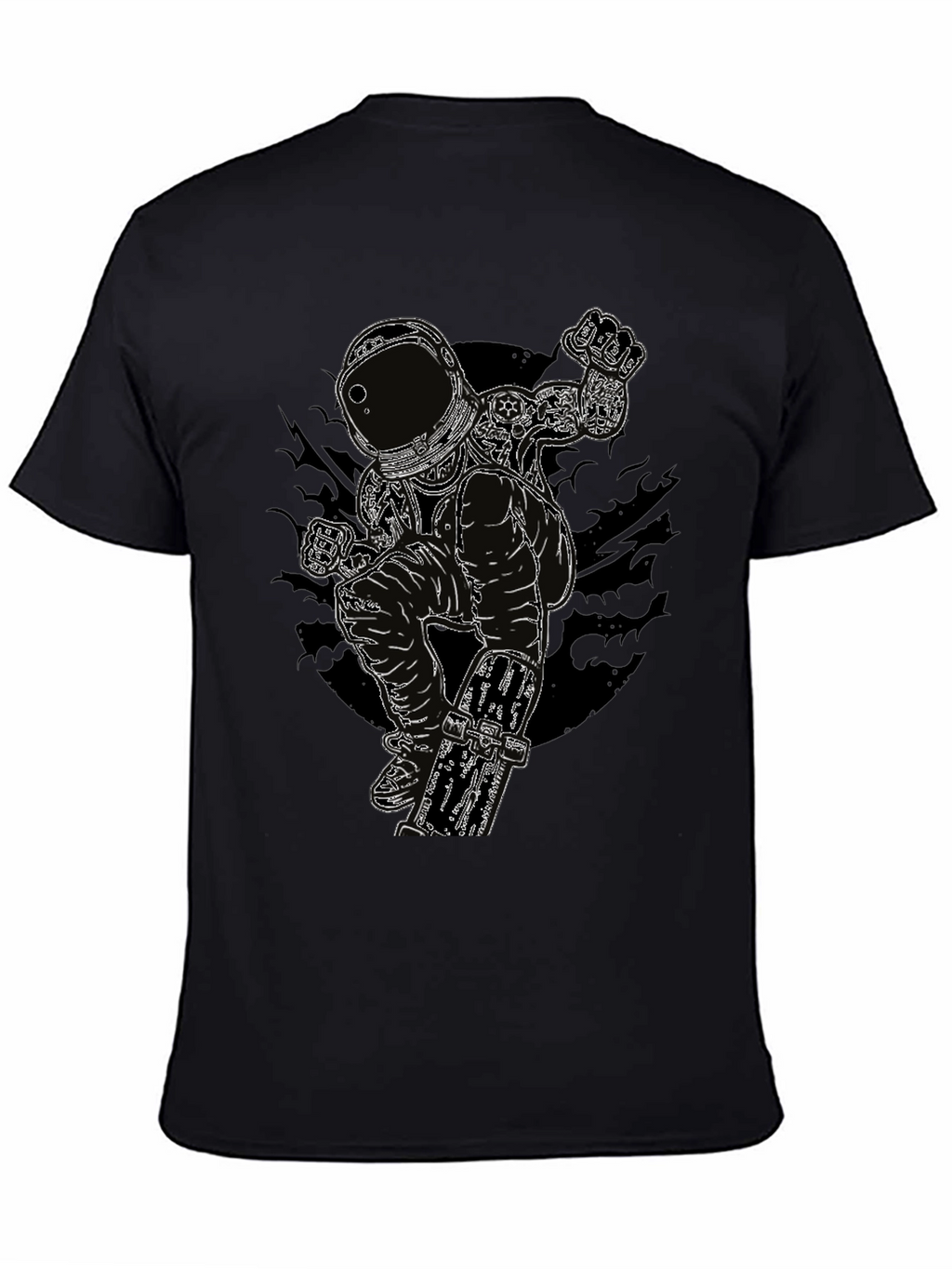 Astronaut Skateboarder Graphic Tee - Black