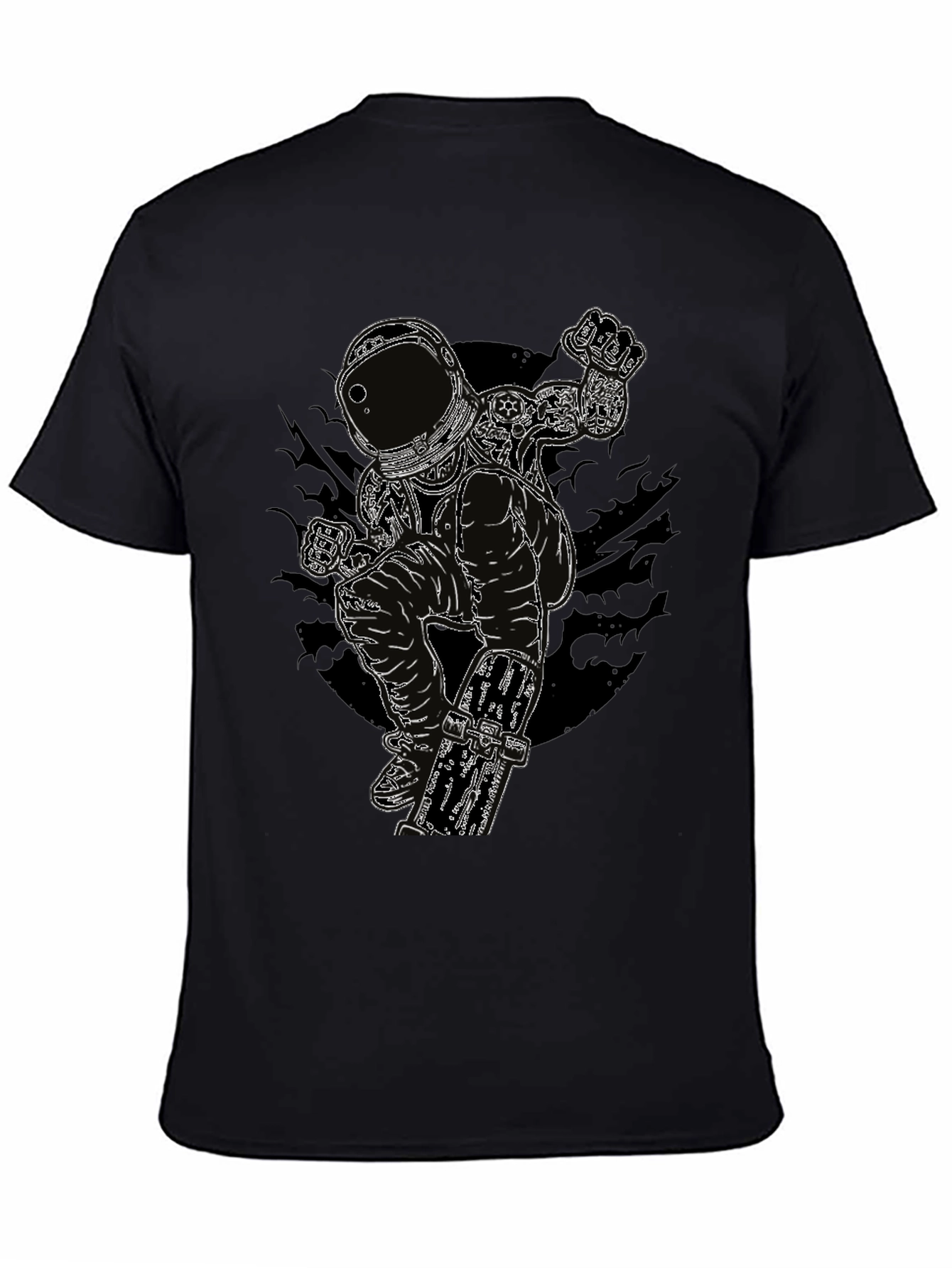 Astronaut Skateboarder Graphic Tee - Black