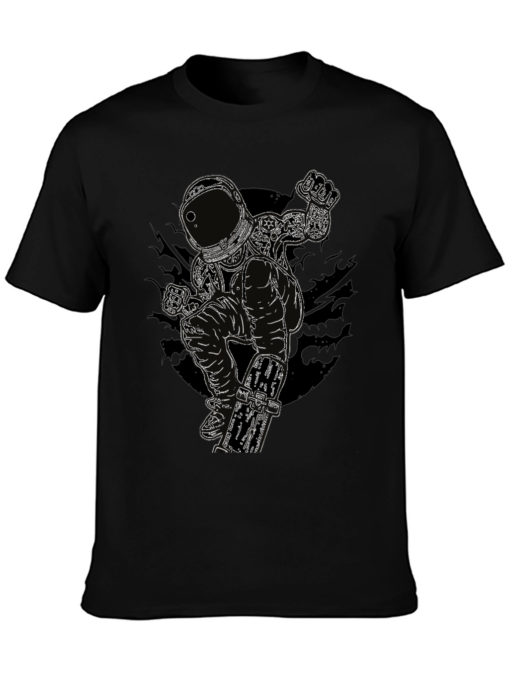 Astronaut Skateboarder Graphic Tee - Black