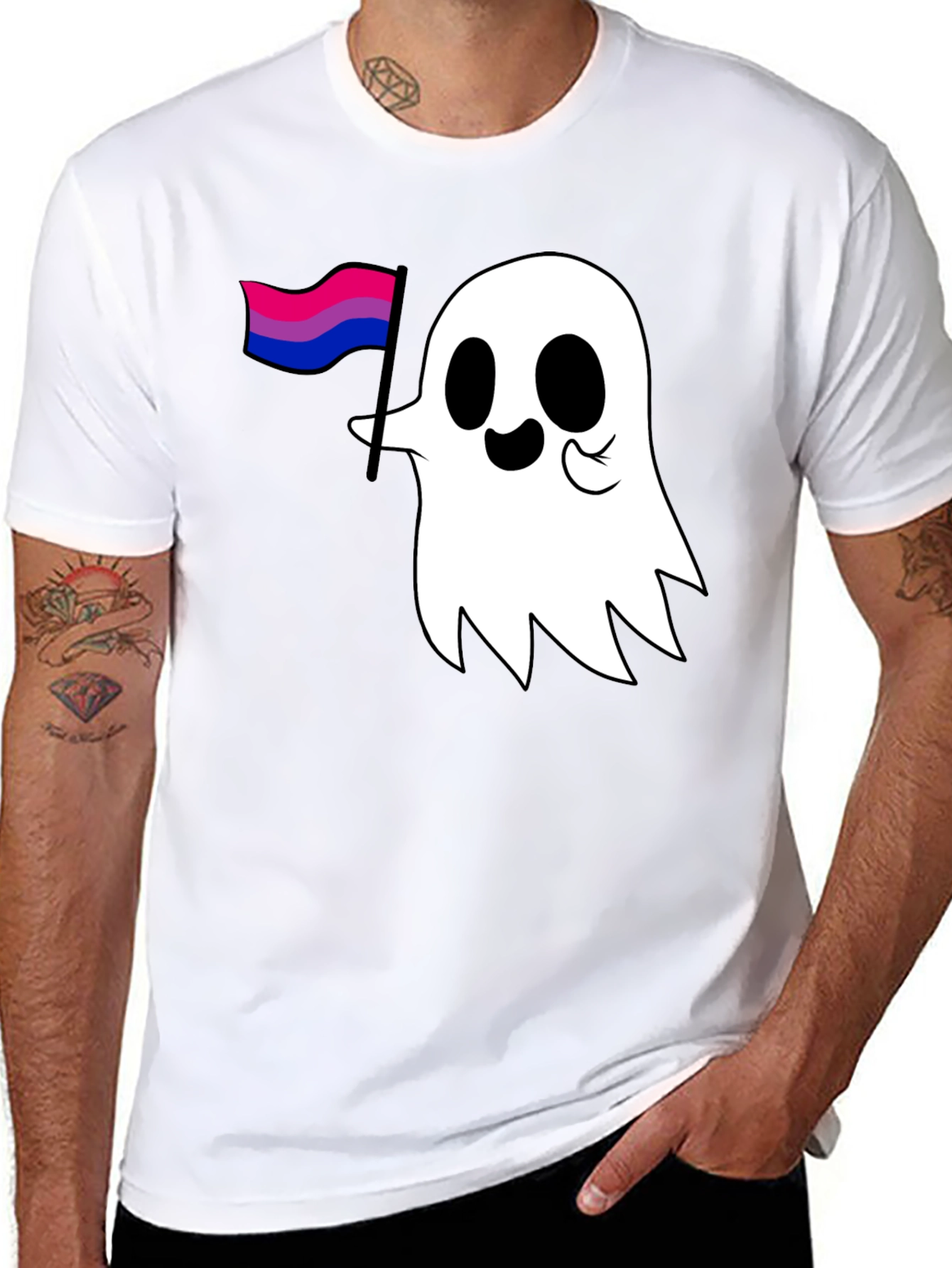 Bisexual Pride Ghost Graphic Tee - Black