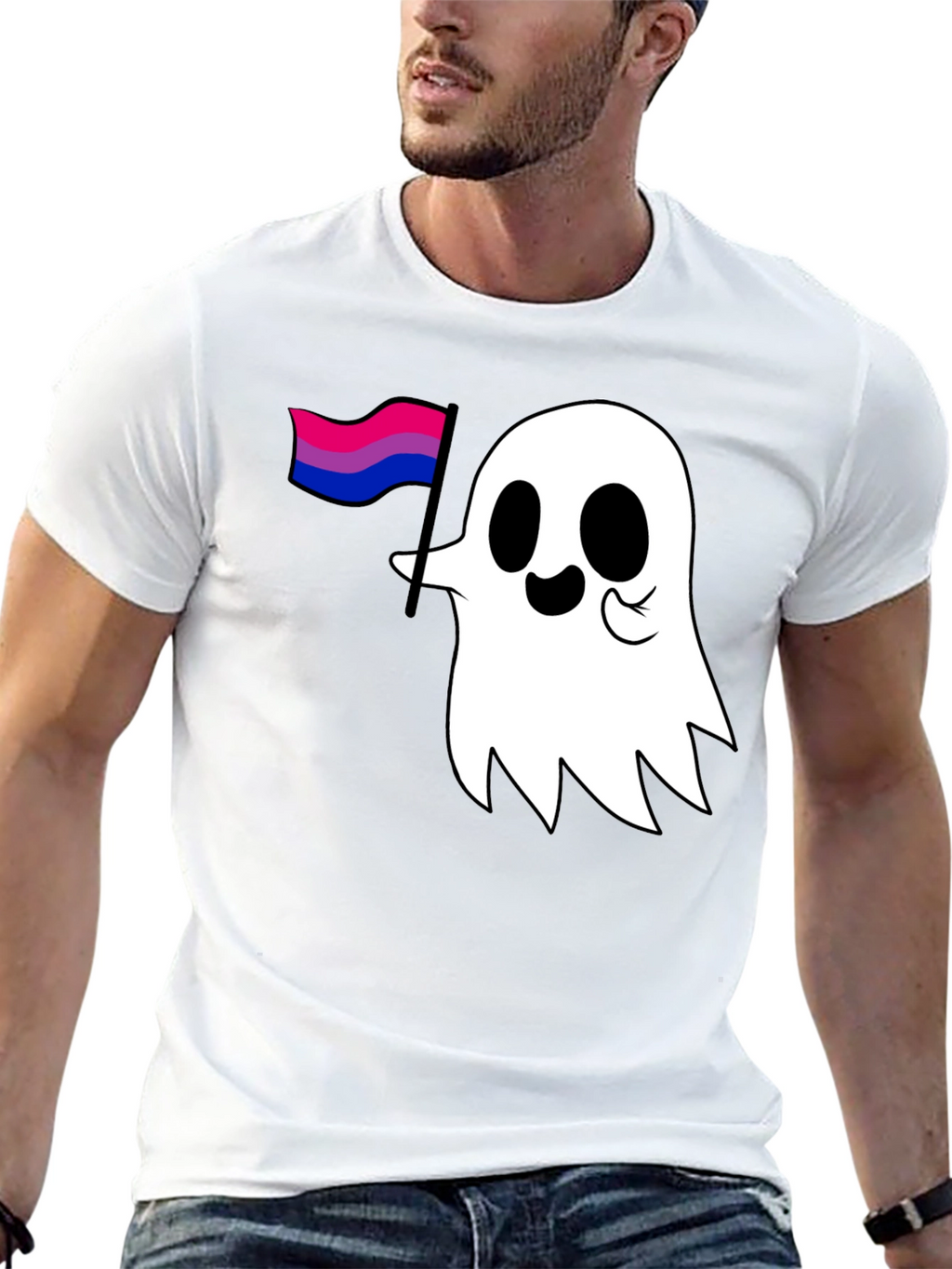 Bisexual Pride Ghost Graphic Tee - Black