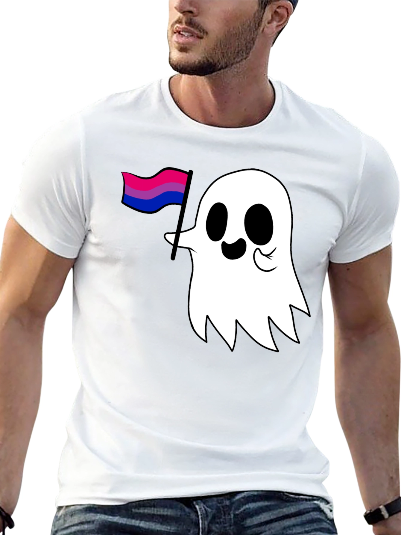 Bisexual Pride Ghost Graphic Tee - Black