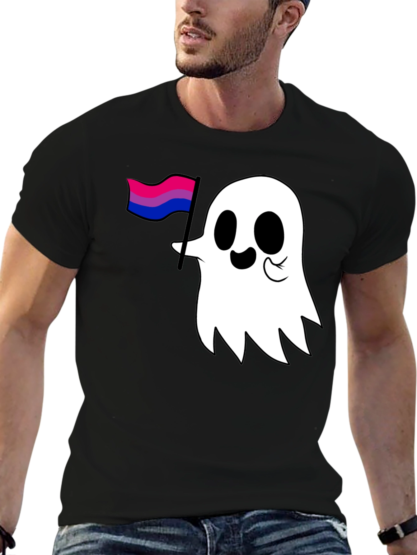 Bisexual Pride Ghost Graphic Tee - Black