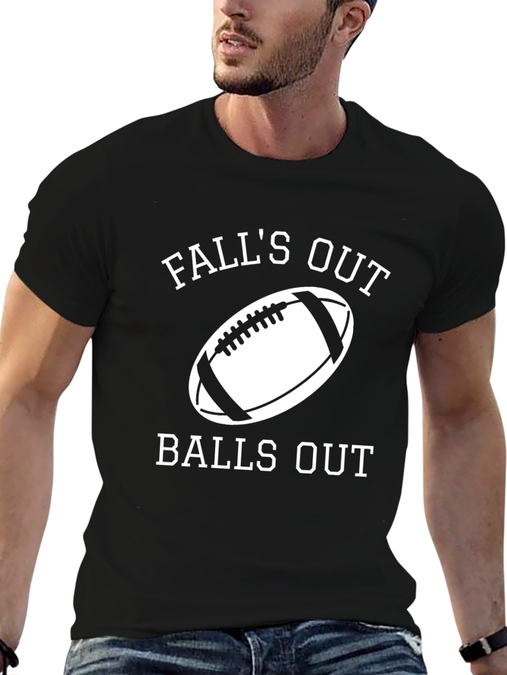 Falls Out Balls Out Football Graphic Tee