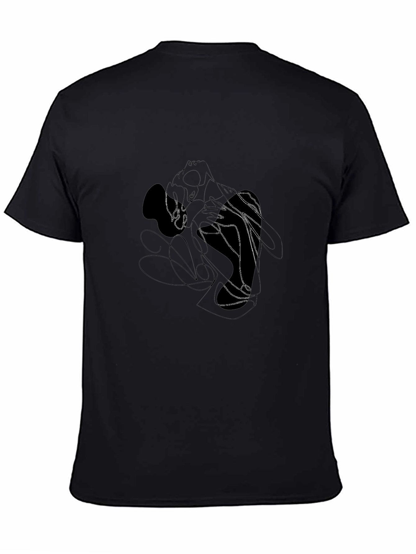 Abstract Line Art Graphic Black T-Shirt