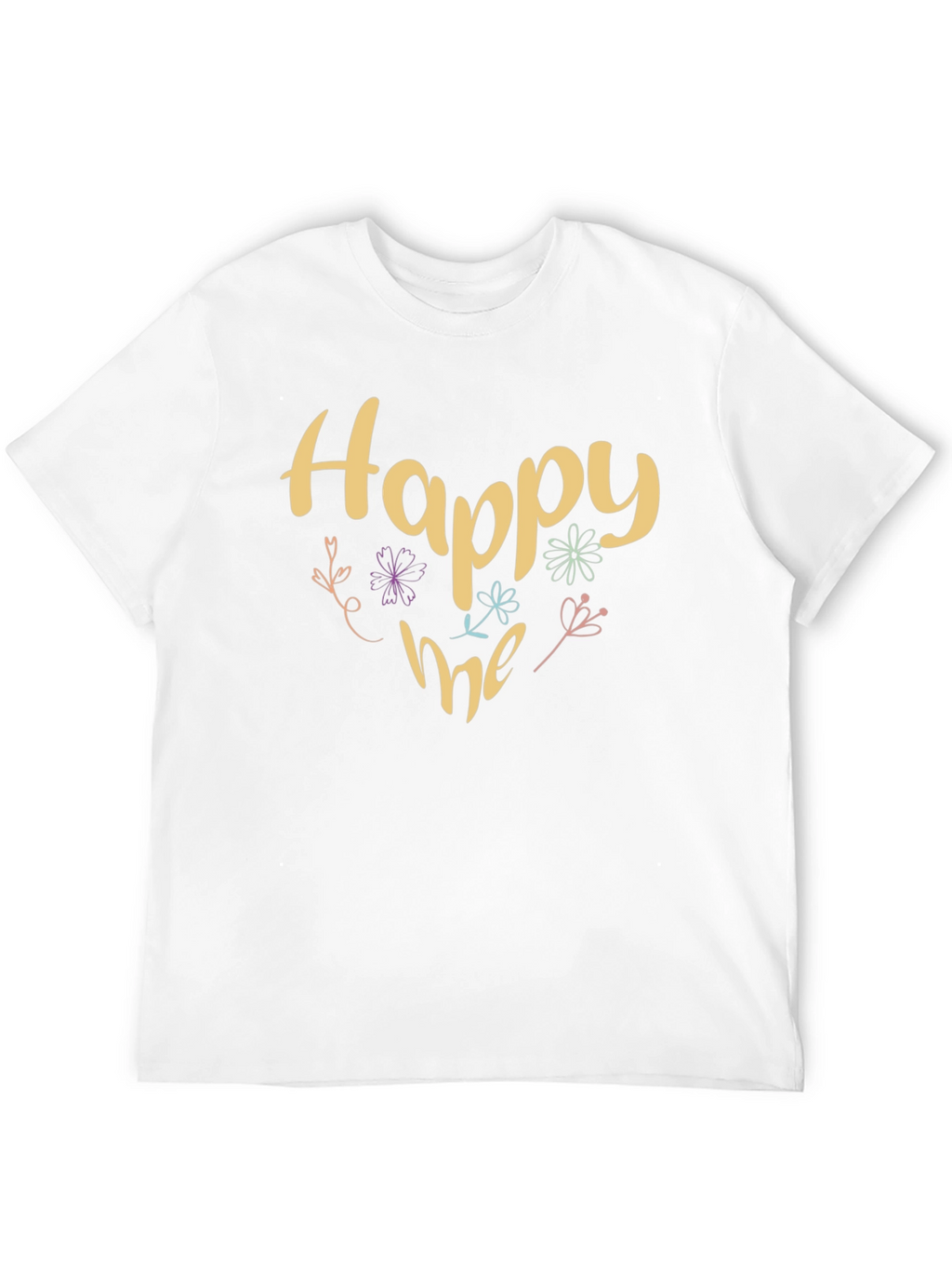 Happy Me Floral Graphic Black T-Shirt