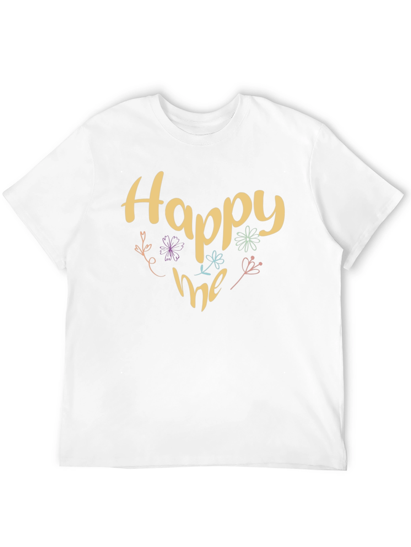 Happy Me Floral Graphic Black T-Shirt