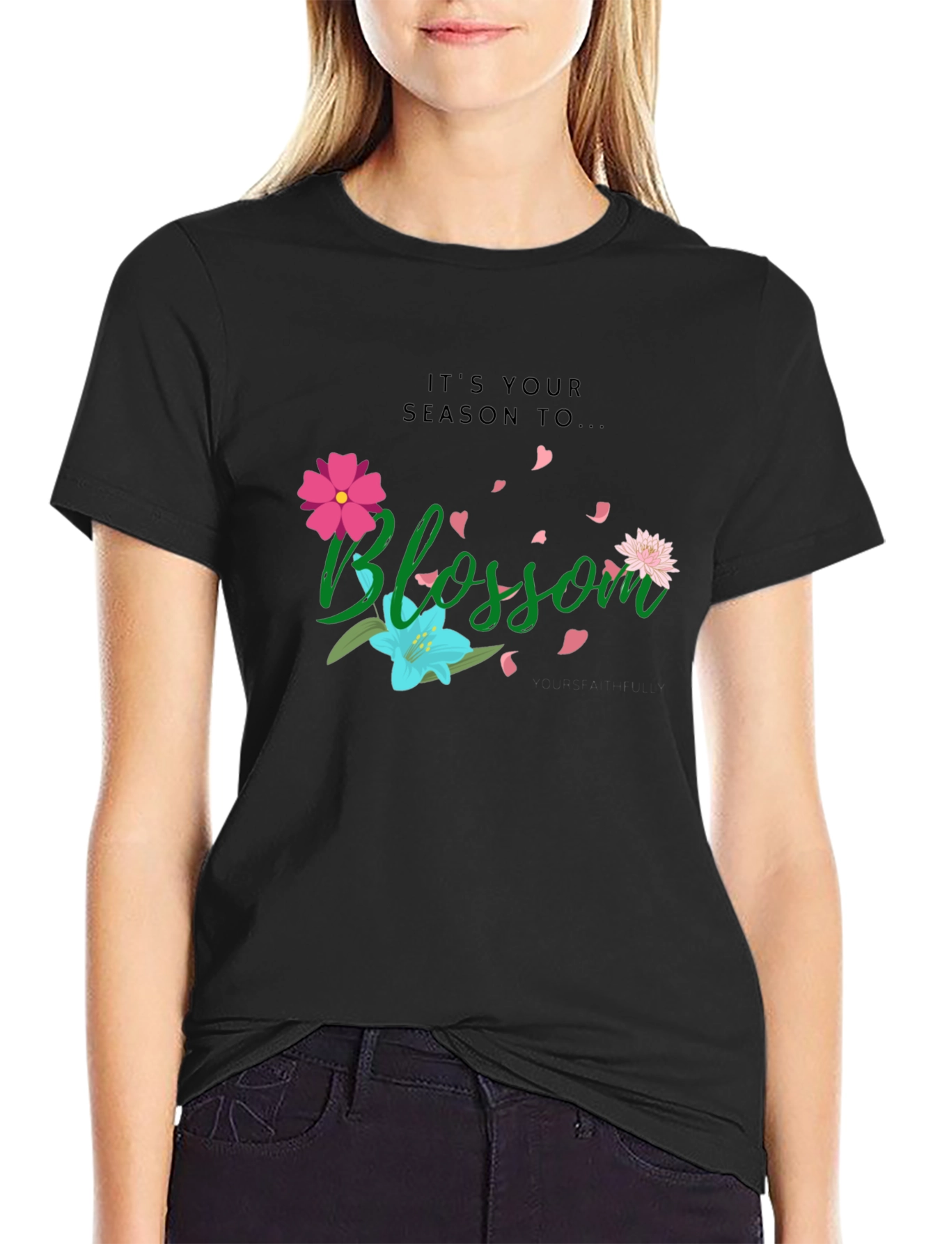 Blossom Graphic T-Shirt - Black