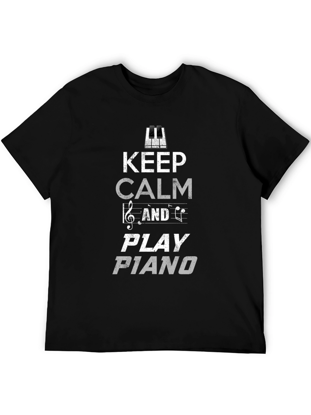 Keep Calm and Play Piano Black Graphic Tee