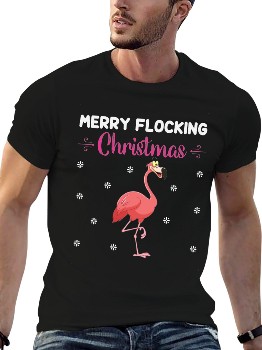 Merry Flocking Christmas Flamingo T-Shirt
