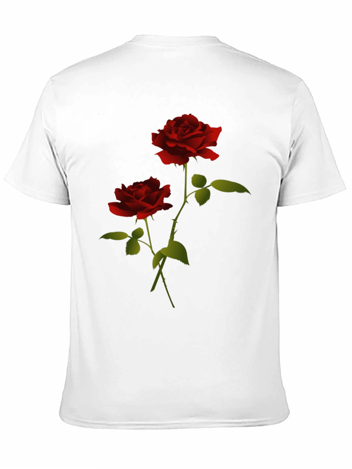 Mens Black T-Shirt with Red Rose Graphic