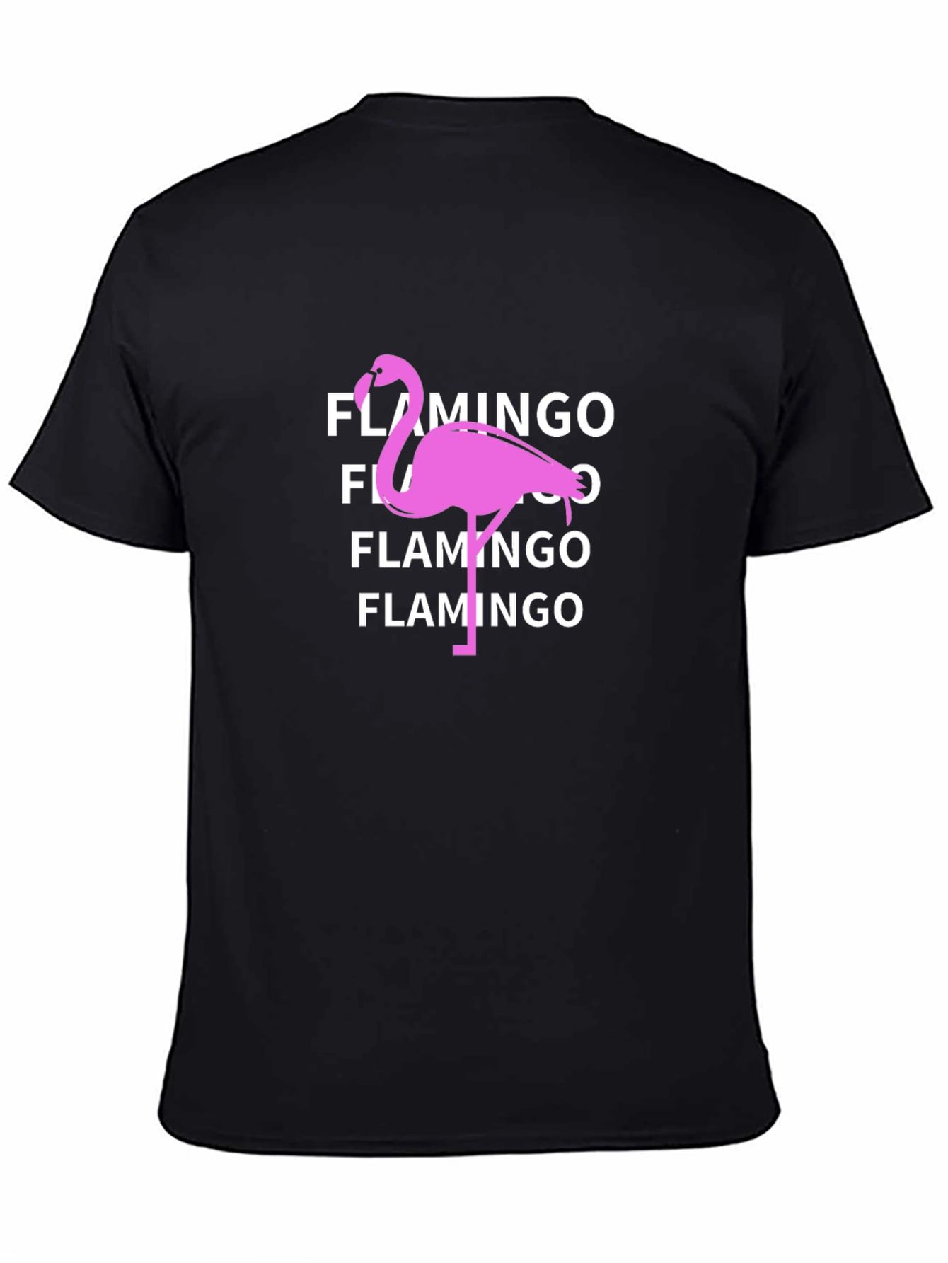 Flamingo Graphic Tee - Black Cotton T-Shirt