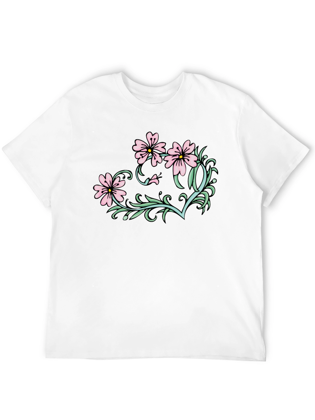 Floral Graphic T-Shirt - Black Casual Tee