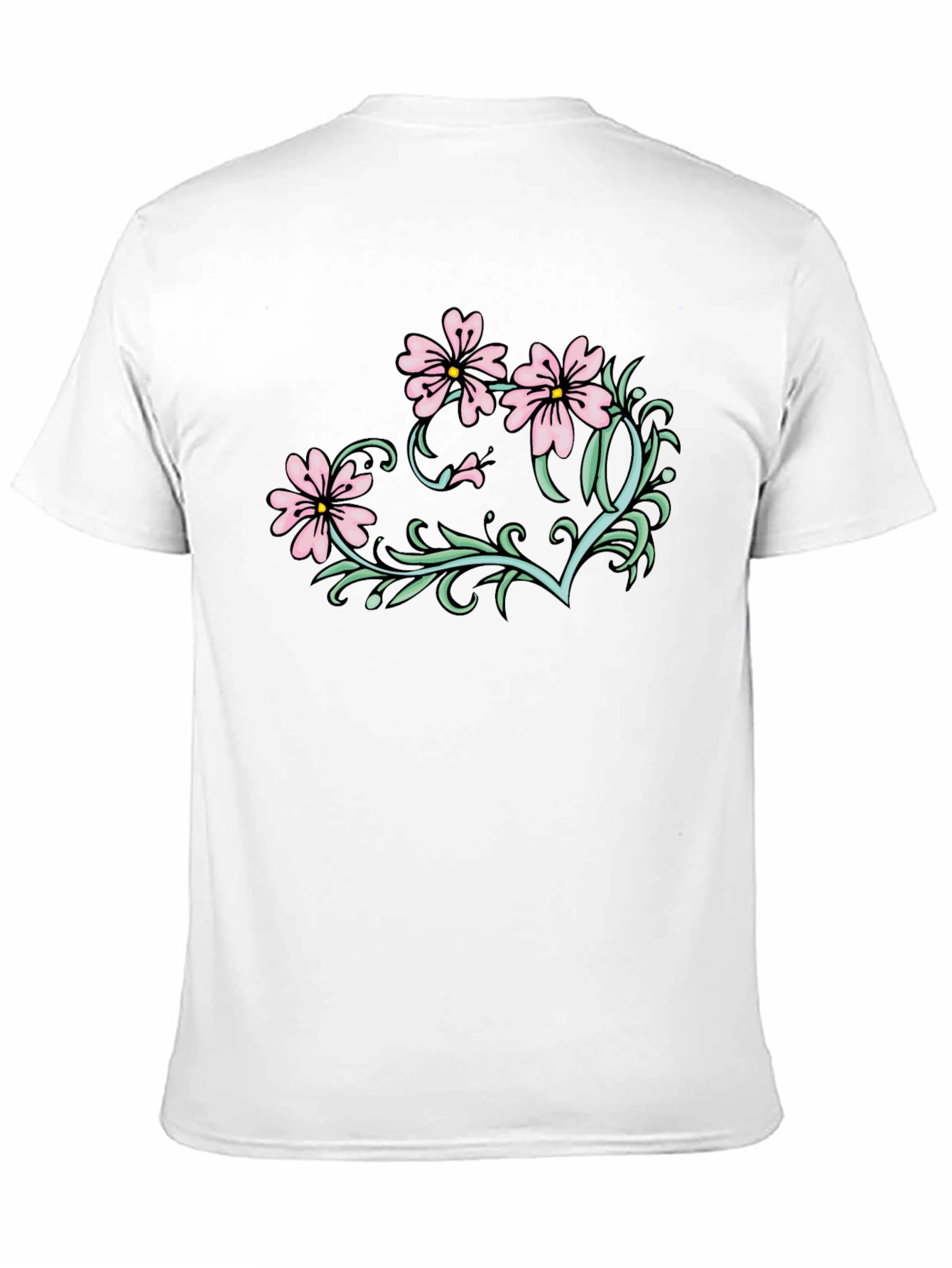 Floral Graphic T-Shirt - Black Casual Tee