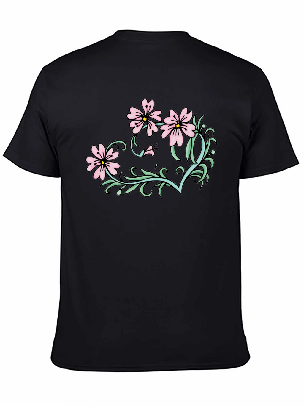 Floral Graphic T-Shirt - Black Casual Tee