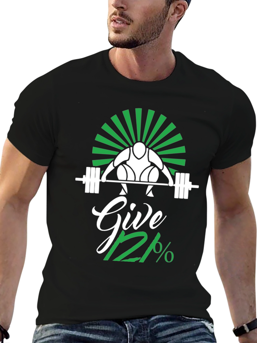 Give 112% Black Graphic T-Shirt
