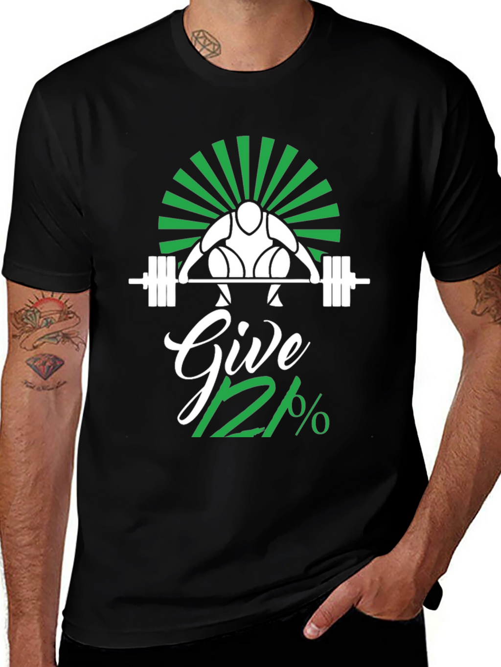 Give 112% Black Graphic T-Shirt
