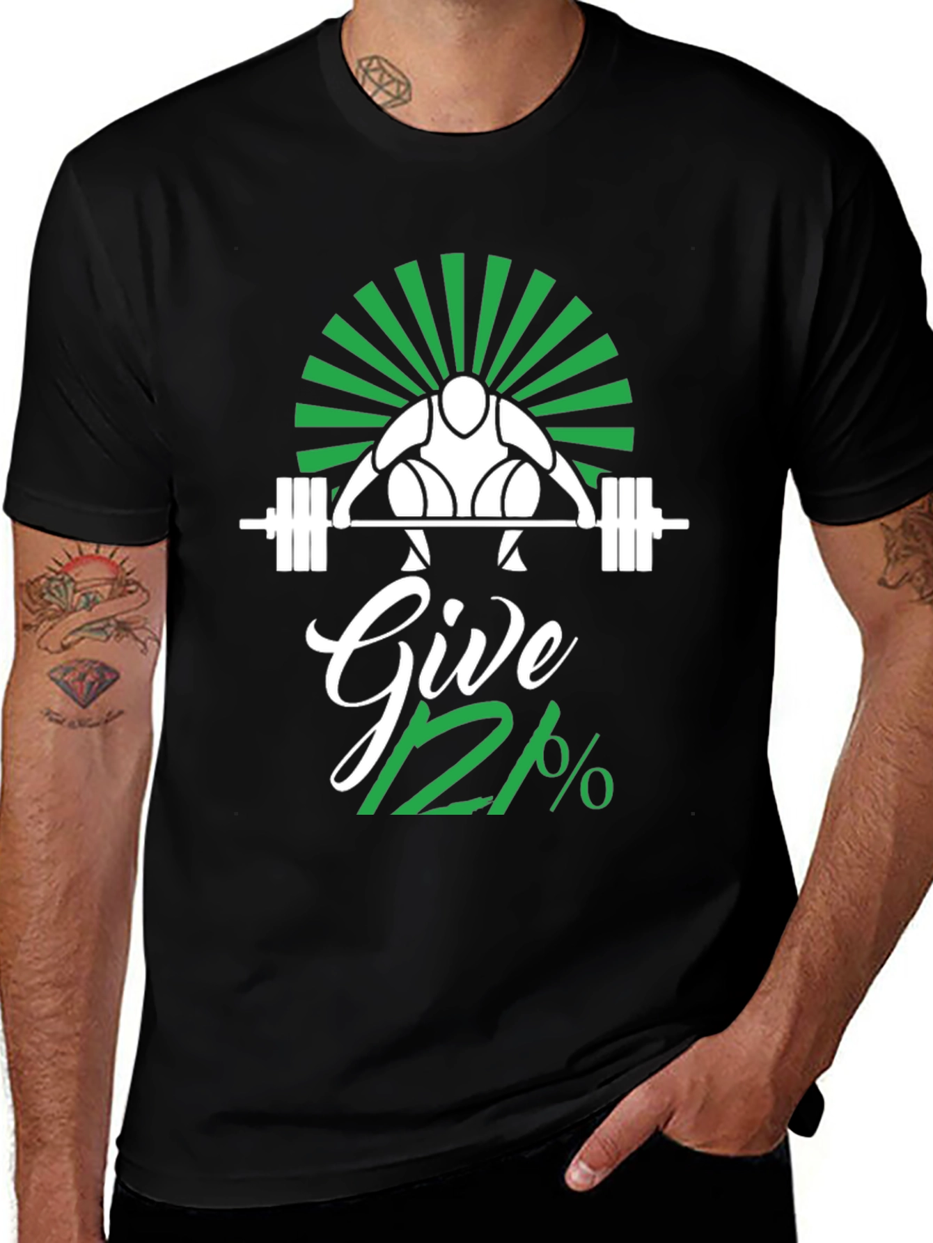 Give 112% Black Graphic T-Shirt