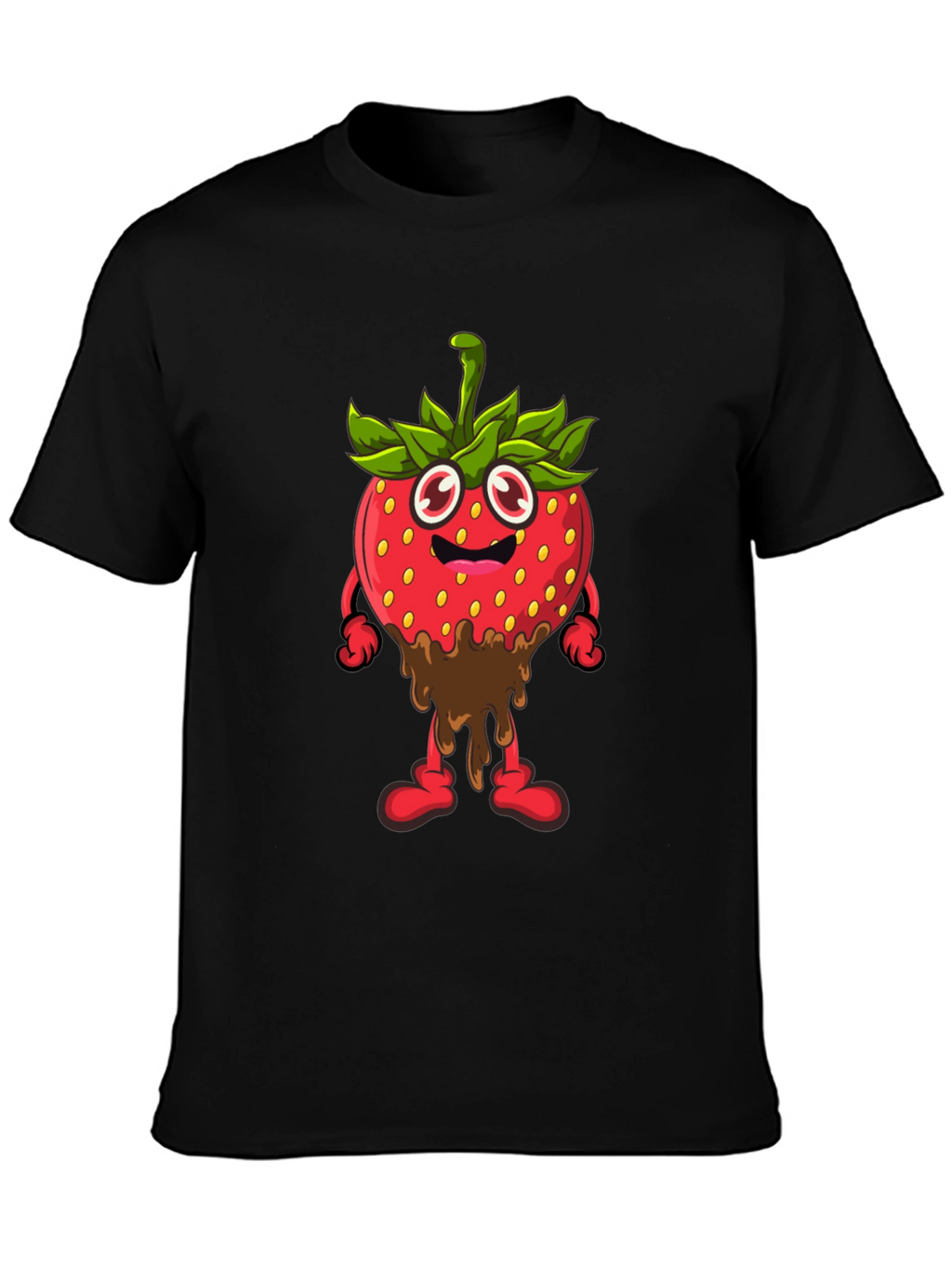 Strawberry Cartoon Black T-Shirt